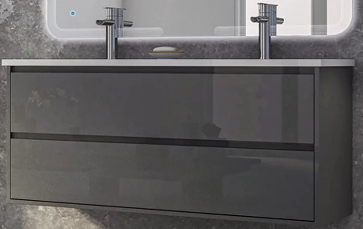Тумба с раковиной подвесная Cezares Glass 120 см с двумя выдвижными ящиками