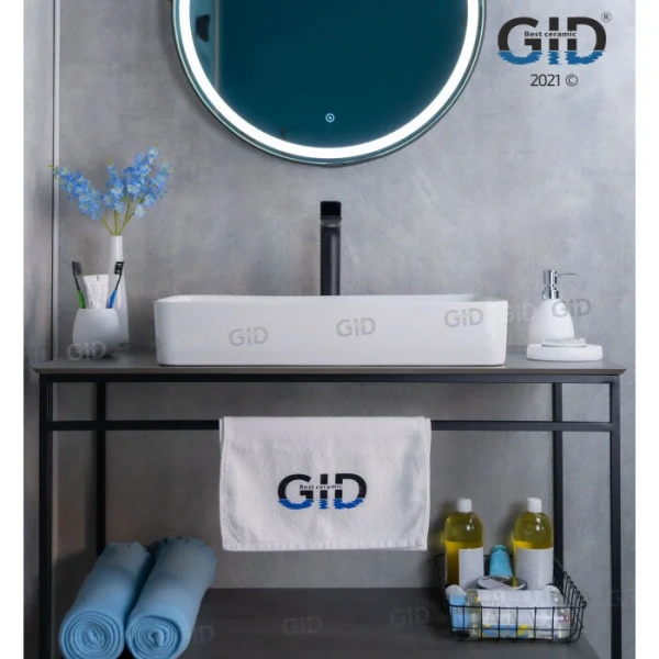 Раковина GID Geometrico N9396 60 см белая, в форме чаши, прямоугольной формы - фото 5