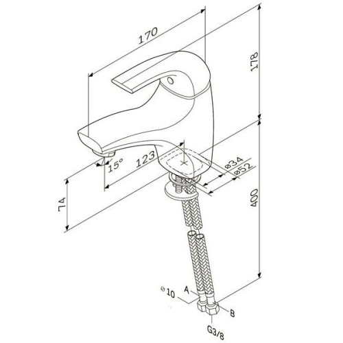 Смеситель для раковины Am.Pm Sense излив 122 мм хром - фото 2