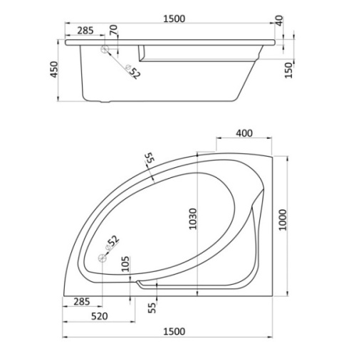 Ванна акриловая Santek Гоа 150х100 см без монтажного комплекта, левая - фото 4