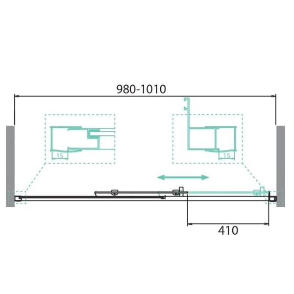 Душевая дверь в нишу BelBagno Due 100 см стекло прозрачное - фото 2