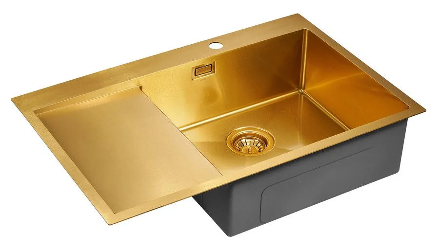 Мойка для кухни Paulmark Elde 78 см брашированное золото, левая, с одной основной чашей - фото 7