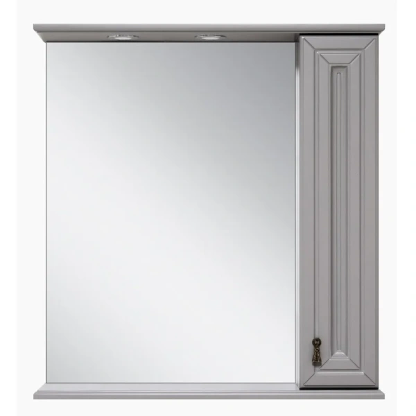Зеркальный шкаф с подсветкой Misty Лувр 85 см серый левый, классические, ретро - фото 3
