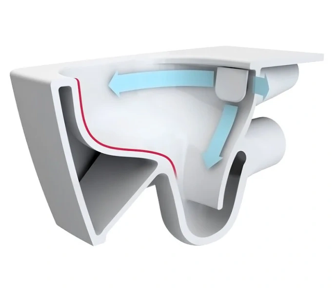 Унитаз напольный безободковый VitrA D-Light Rim-ex Open-back с сиденьем микролифт и механизмом смыва Geberit 9014B003-7209 - фото 3