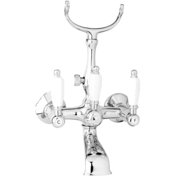 Смеситель для ванны и душа Caprigo Adria-Classic 03-011-crm, цвет хром, ручки белые - фото 1