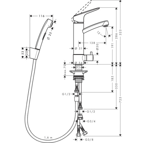 Смеситель для раковины Hansgrohe Logis - фото 3