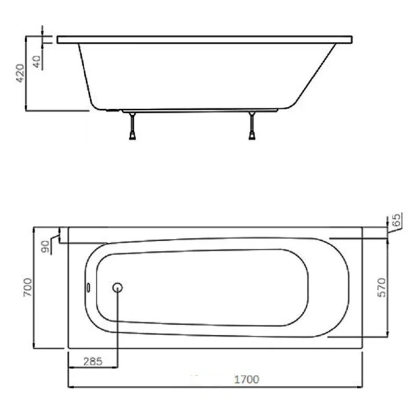 Ванна акриловая Ravak Septima C632S00000 170x70 см прямоугольная - фото 2