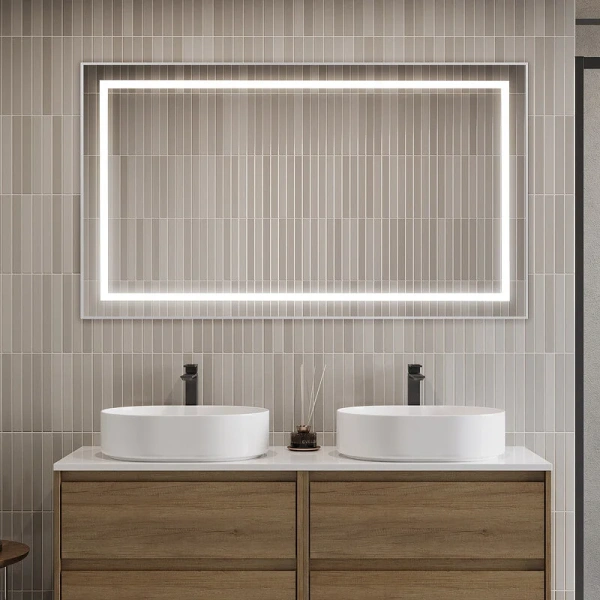 Зеркало с подсветкой BelBagno Kraft 140 см сатин, современные, hi-tech - фото 3