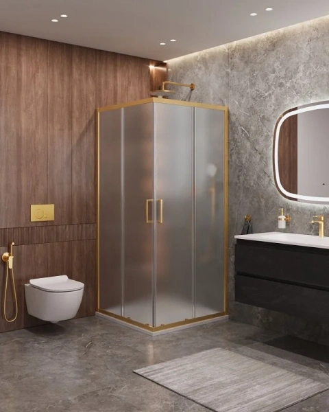 Душевой уголок Cezares Molveno 90х90 см стекло рифленое профиль золото, современные, hi-tech - фото 3