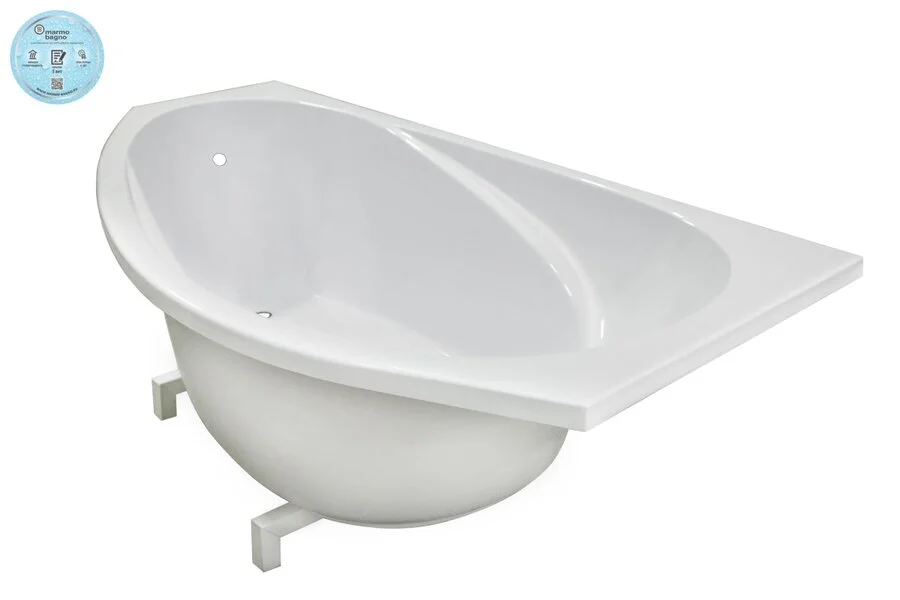 Ванна Marmo Bagno Турин, MB-TR170-95/MB-TL170-95, 170 х 95 см, левая/правая, искусственный камень, белая, без гидромассажа - фото 5