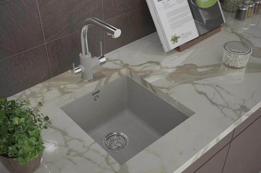 Мойка для кухни Paulmark Brilon 45 см серая, квадратная - фото 4