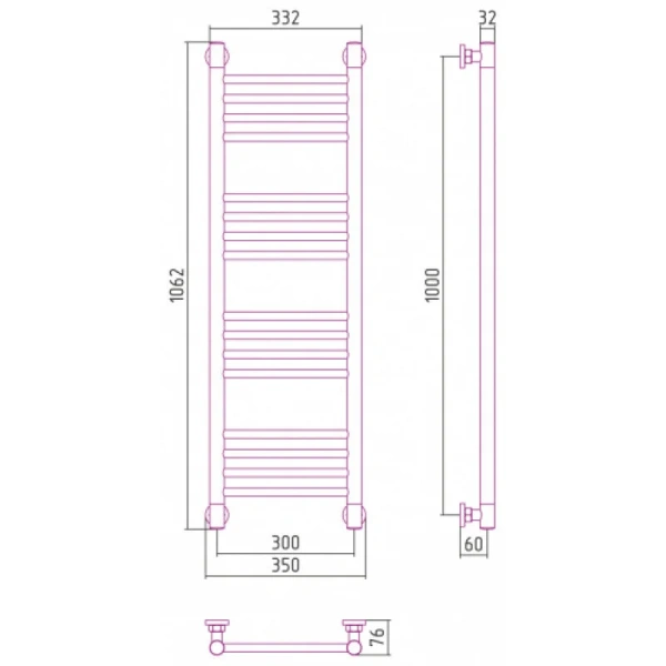 Полотенцесушитель водяной Сунержа Богема+ 30х100 см сатин, современные, hi-tech - фото 2