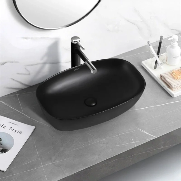 Раковина Abber Rechteck 60,5 см черная матовая, накладные (на столешницу), пристенные - фото 3