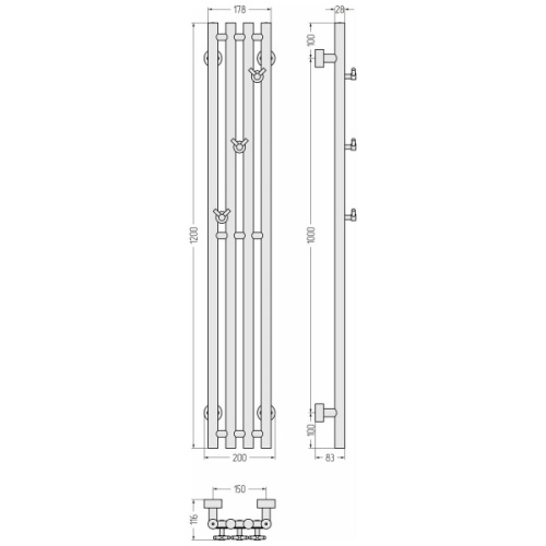 Полотенцесушитель водяной Сунержа Кантата PRO 15х120 см другие цветовые решения - фото 3