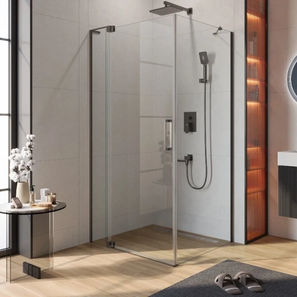 Душевой уголок Cezares Slider 100х100 см стекло прозрачное профиль оружейная сталь - фото 1