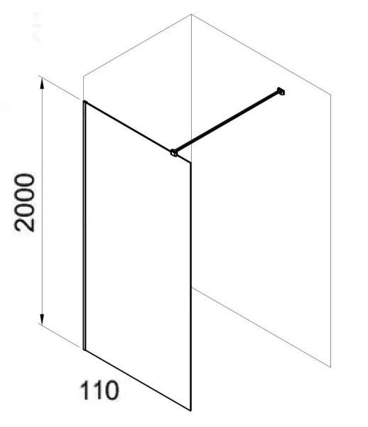 Душевая перегородка Ravak Walk-In Air 110 см профиль черный стекло прозрачное - фото 2