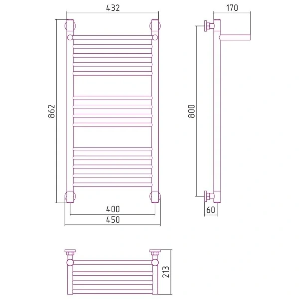 Полотенцесушитель водяной Сунержа Богема+ 40x80 см шампань - фото 2
