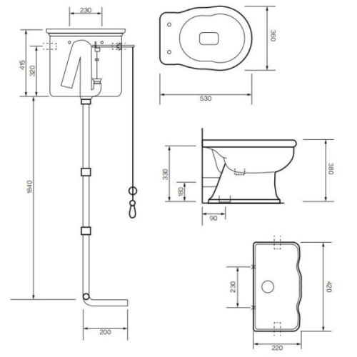 Унитаз Tiffany World Bristol TWBR01, TWBR02 с высоким бачком - фото 3