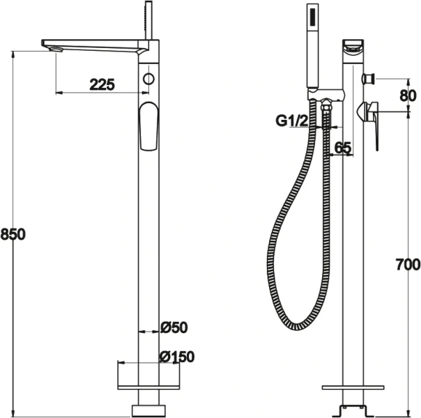 Смеситель для ванны BelBagno Carin напольный  - фото 2