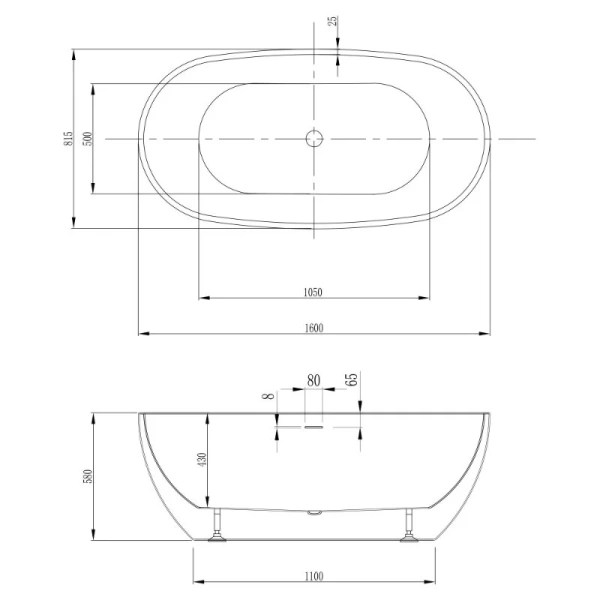 Ванна акриловая Abber AB9263-1.6, 160 x 80 см, белая - фото 2