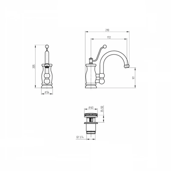 Смеситель для раковины Migliore Vivaldi 195 с донным клапаном - фото 3