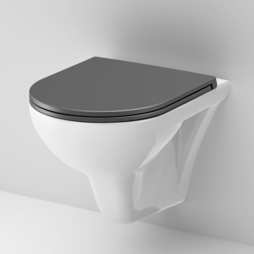 Унитаз подвесной Am.Pm Gem с черным матовым сиденьем, безободковые, сиденье с микролифтом , с антивсплеском - фото 5