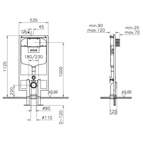 Комплект унитаз с инсталляцией Vitra Normus 9773B003-7202 - фото 4