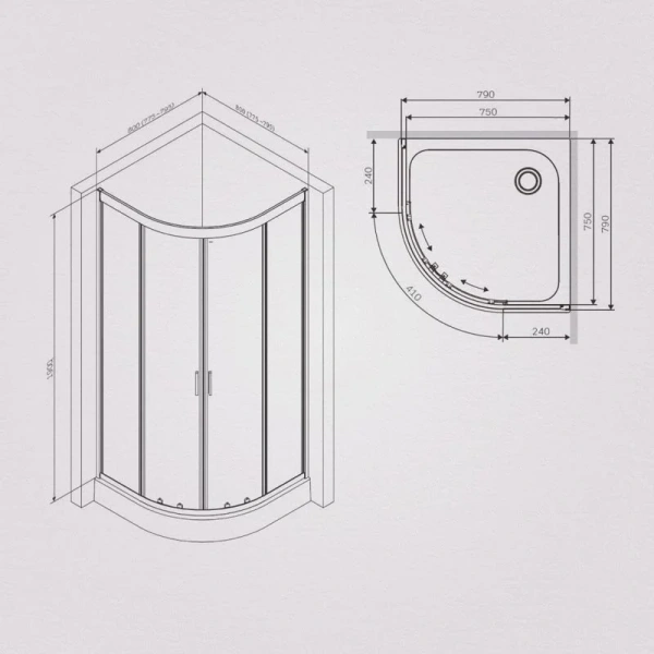 Душевой уголок Am.Pm Gem 80х80 см профиль матовое серебро - фото 2