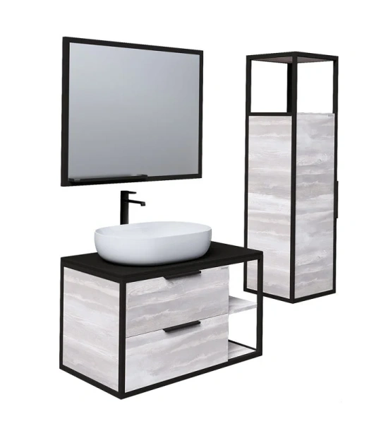 Тумба с раковиной подвесная Grossman Лофт 10900 90 см с двумя выдвижными ящиками - фото 4