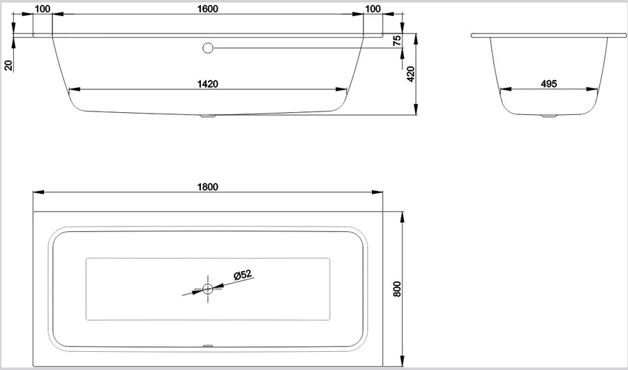 Ванна стальная Bette One, 180 х 80 х 42 см с шумоизоляцией, для удлиненного слива-перелива, белая, 3313-000, без гидромассажа - фото 6