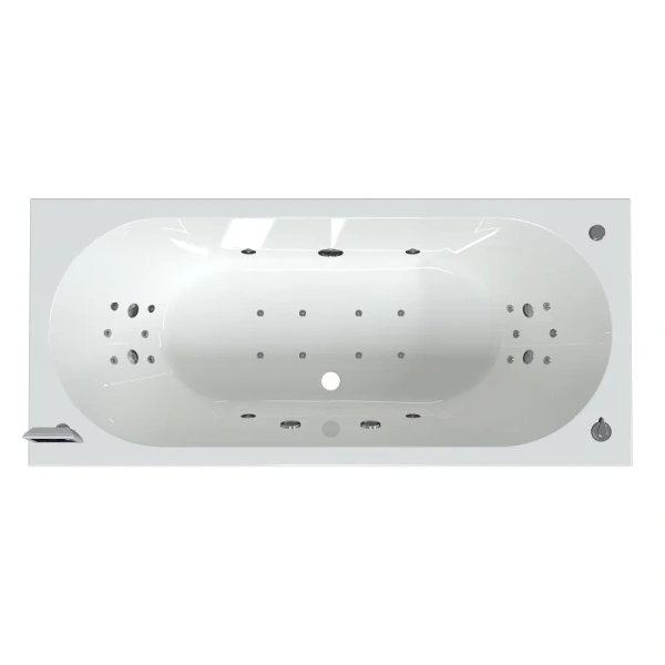 Гидромассажная ванна Радомир Вальс 1-83-2-0-0-195, 200 x 100 см, рама-подставка, фронтальная панель, слив-перелив, гидромассаж Люкс хром КУ 500, датчик уровня воды, turbo pool, озонатор, хромотерапия, радио, массаж спины, ступней, боковых поверхностей, аэ - фото 3