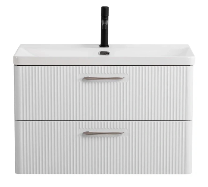 Тумба под раковину подвесная BelBagno Due 80 см белый металлик