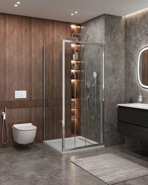 Душевой уголок Cezares Molveno 100х80 см стекло прозрачное профиль хром - фото 4