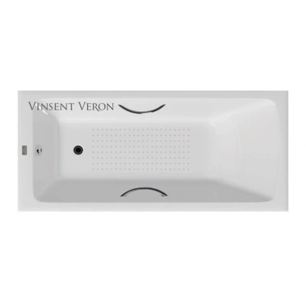 Чугунная ванна Vinsent Veron Kingston VKN1808050H/E60327CH-AS, 180 x 80 см, с антискользящим покрытием, ручки хром, цвет белый - фото 1