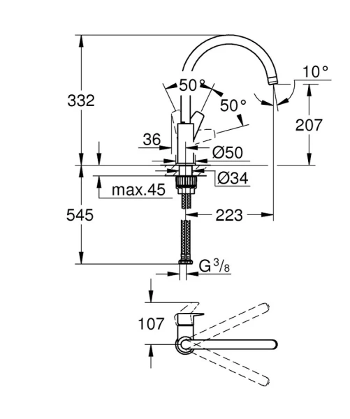 Смеситель для кухни Grohe BauEdge хром - фото 2