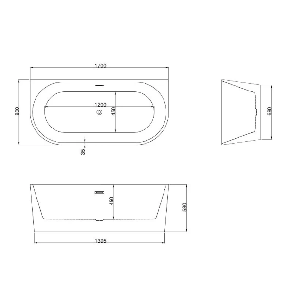 Ванна акриловая Grossman Cristal 170x80 см белая, овальные - фото 5