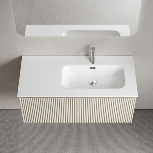 Тумба под раковину подвесная Sancos Snob R 1.0 100 см правая beige soft, 100 см - фото 6