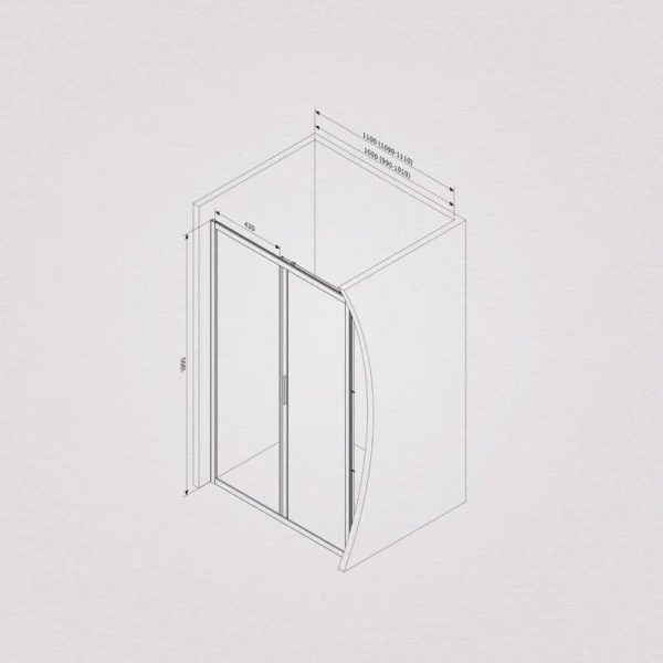 Душевая дверь в нишу AM.PM Gem Solo 110 см профиль хром стекло прозрачное, современные, hi-tech - фото 2