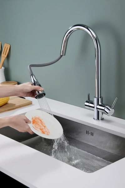 Смеситель для кухни Paulmark Lange La214212 с выдвижным изливом - фото 3