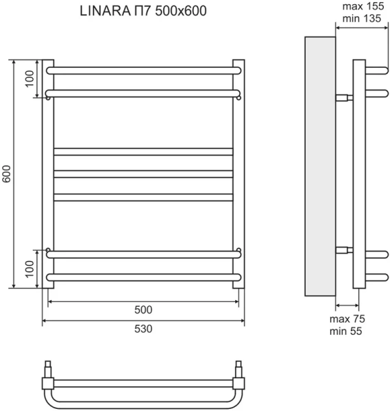 Полотенцесушитель электрический Lemark Linara 50х60 см левый/правый, лесенка, вертикальные - фото 4
