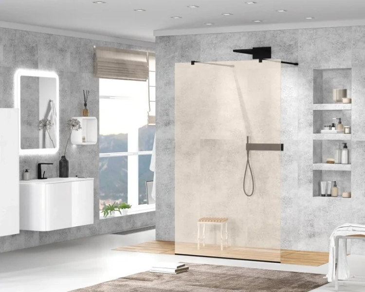 Душевая перегородка Cezares Liberta 110 см стекло бронза, профиль черный - фото 3