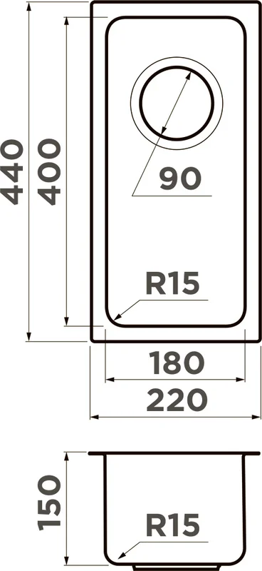 Мойка для кухни Omoikiri Tadzava 22-U/I-ULTRA 15 22 см нержавеющая сталь - фото 3