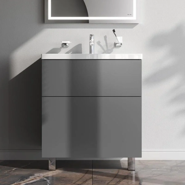 Тумба под раковину напольная Am.Pm Gem 75 см графит матовый - фото 3