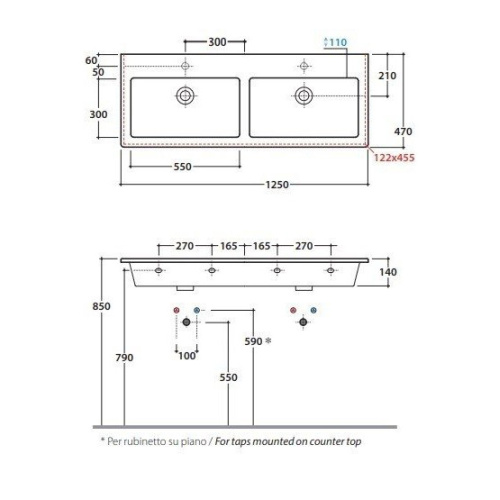 Раковина двойная Globo Forty3 FO125 - фото 3