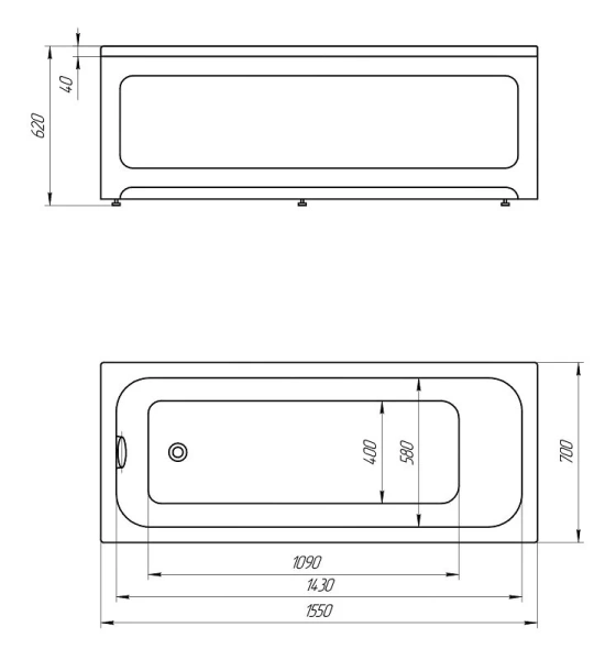 Ванна акриловая Акватек Мия 155х70 см белая - фото 2