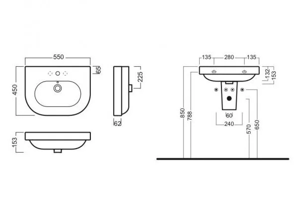 Раковина подвесная Hatria Daytime YXBL01 55х45 см, 55 см - фото 6