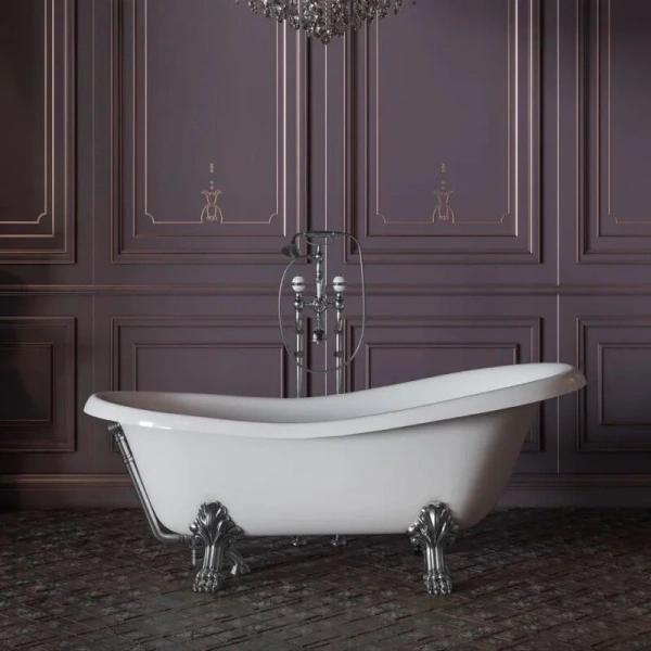 Ванна из искусственного камня Migliore Bella 170х80 см фурнитура хром - фото 3