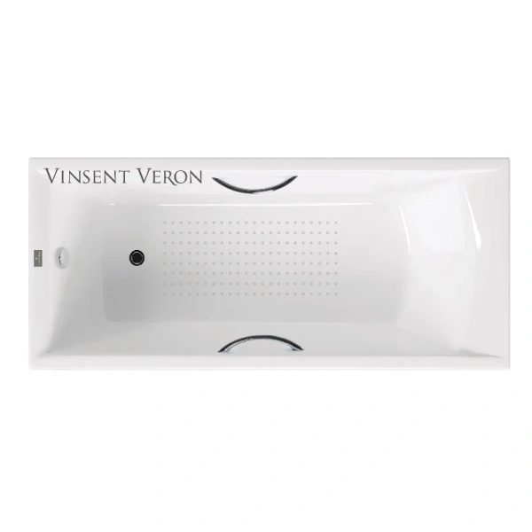 Чугунная ванна Vinsent Veron Devon VDV1908045H/E60327CH-AS, 190 x 80 см, с антискользящим покрытием, ручки хром, цвет белый - фото 1