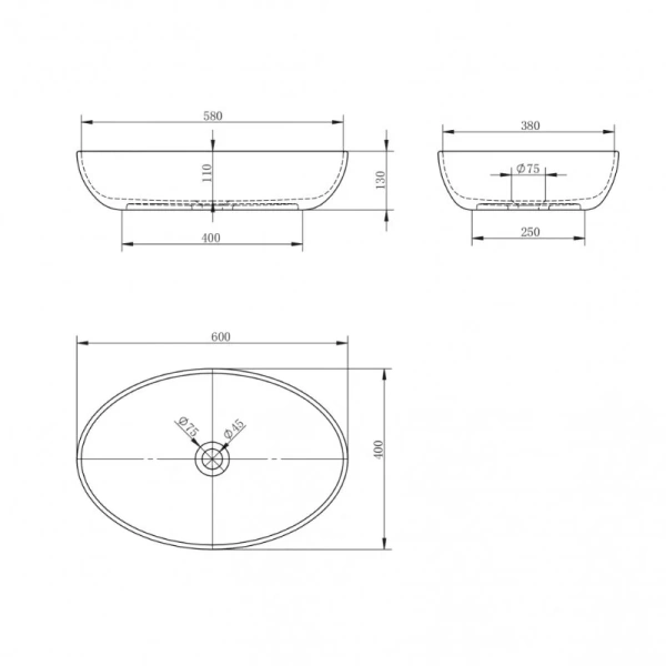 Раковина Abber Karbon 60 см накладная - фото 2