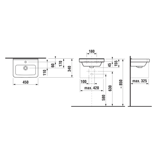 Схема, подвесные, накладные (на столешницу), пристенные - фото 3